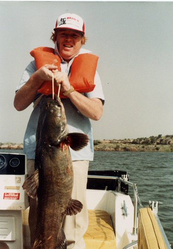 Pylodictis olivaris = Caught in lake in Texas = 35lb